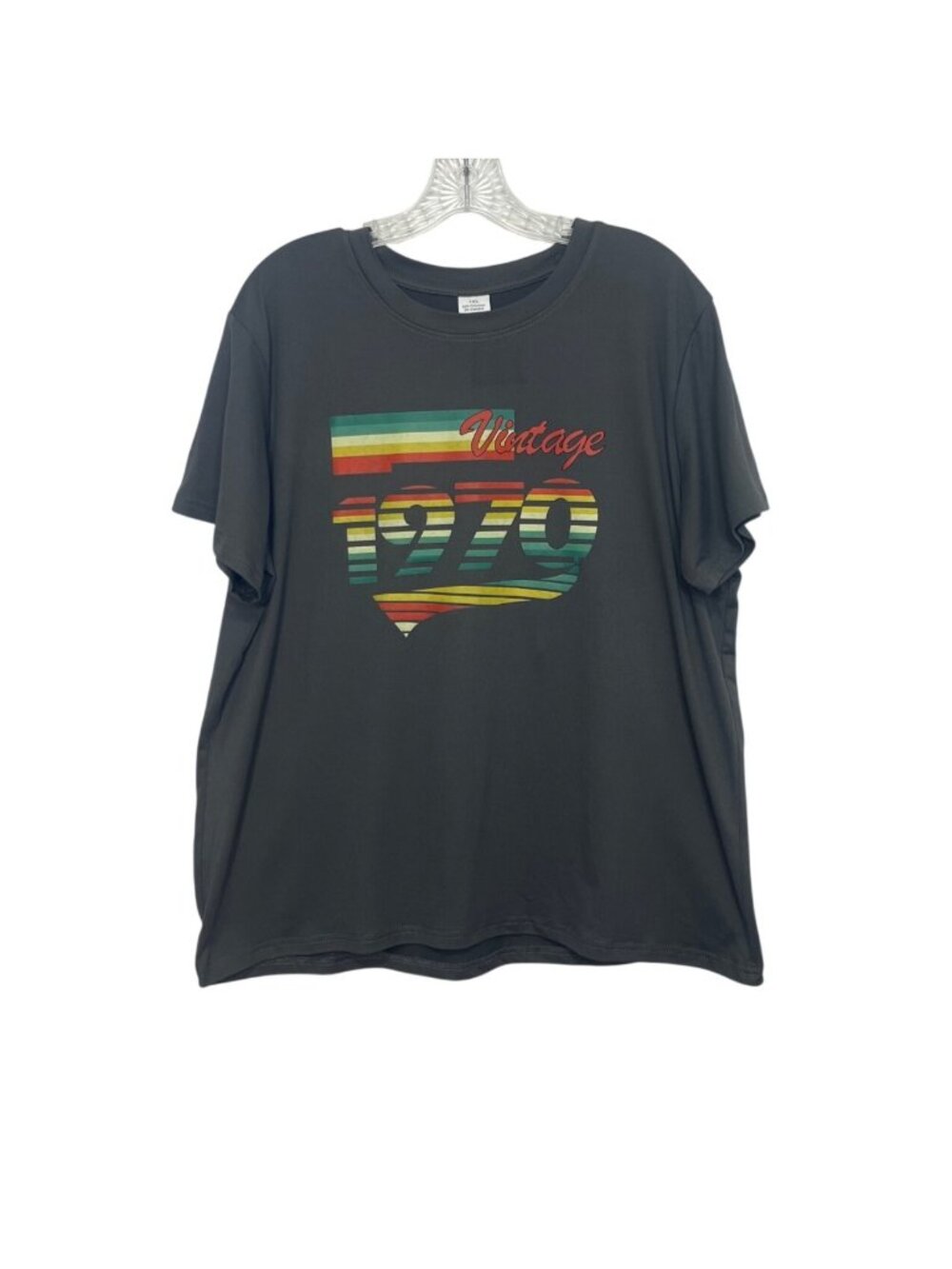 Vintage 1970‎ Graphic Tshirt 1XL Gray Short Sleeve Retro Style